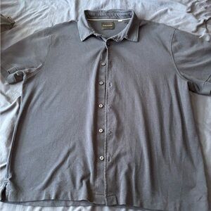 Tahari Gray Casual Button Down Shirt with Polo Collar